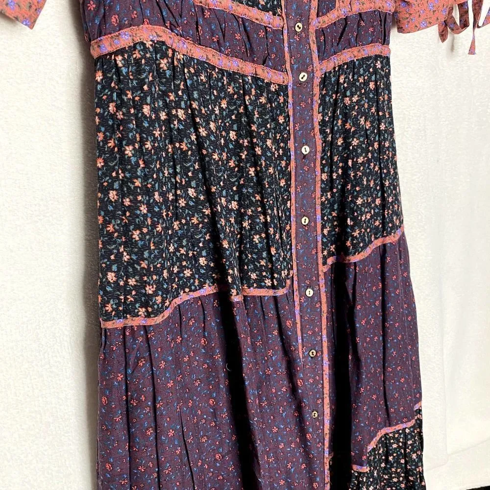 Verona Floral Patchwork A-Line Tiered Midi Dress Multicolor Size 2 - Image 10