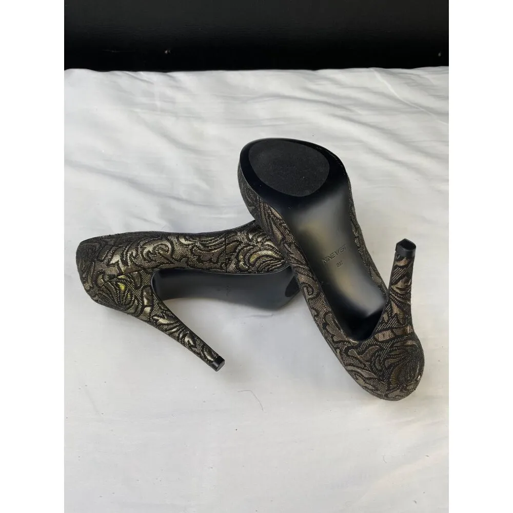Nine West Women's Black/Gold High Heeled 4.5" Shoes Size 8M SKU3497 - Image 6