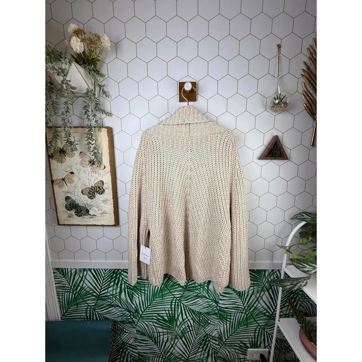 525 America Beige Chunky Knit Open Cardigan Sweater - Size - M/L - NWT - Image 3