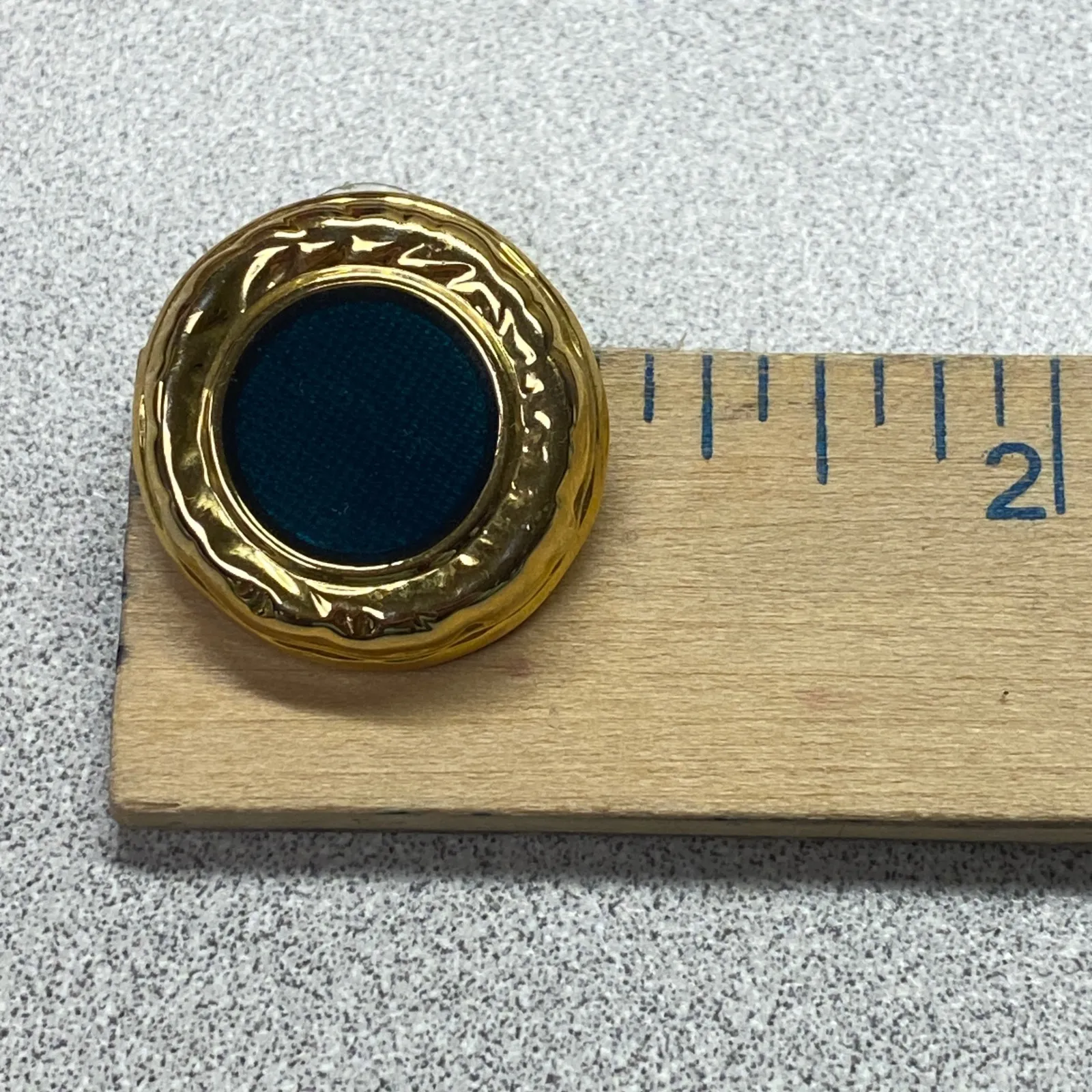 Black Enamel Round Gold Tone Textured Frame Post Stud Earrings - Image 6