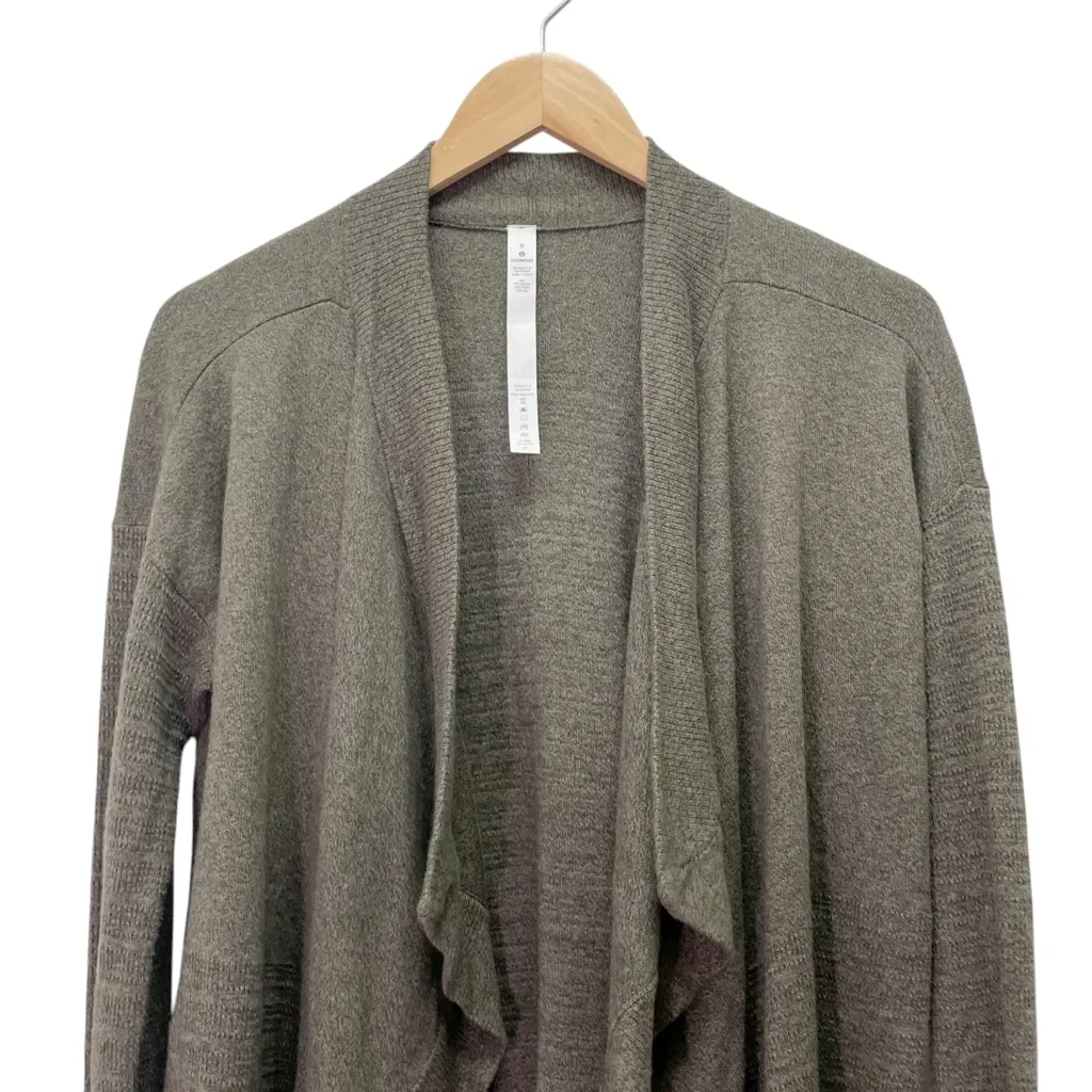 Lululemon Find Your Calm Wrap Cardigan Dark Olive Waterfall Open Front Size 6 - Image 5