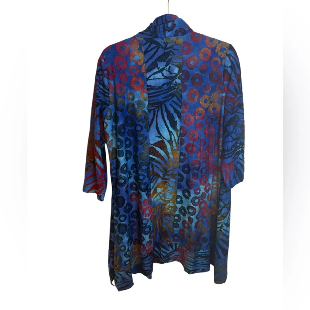 The Pyramid Collection Colorful Eclectic Bohemian Open Front Cardigan Blue Size L - Image 2