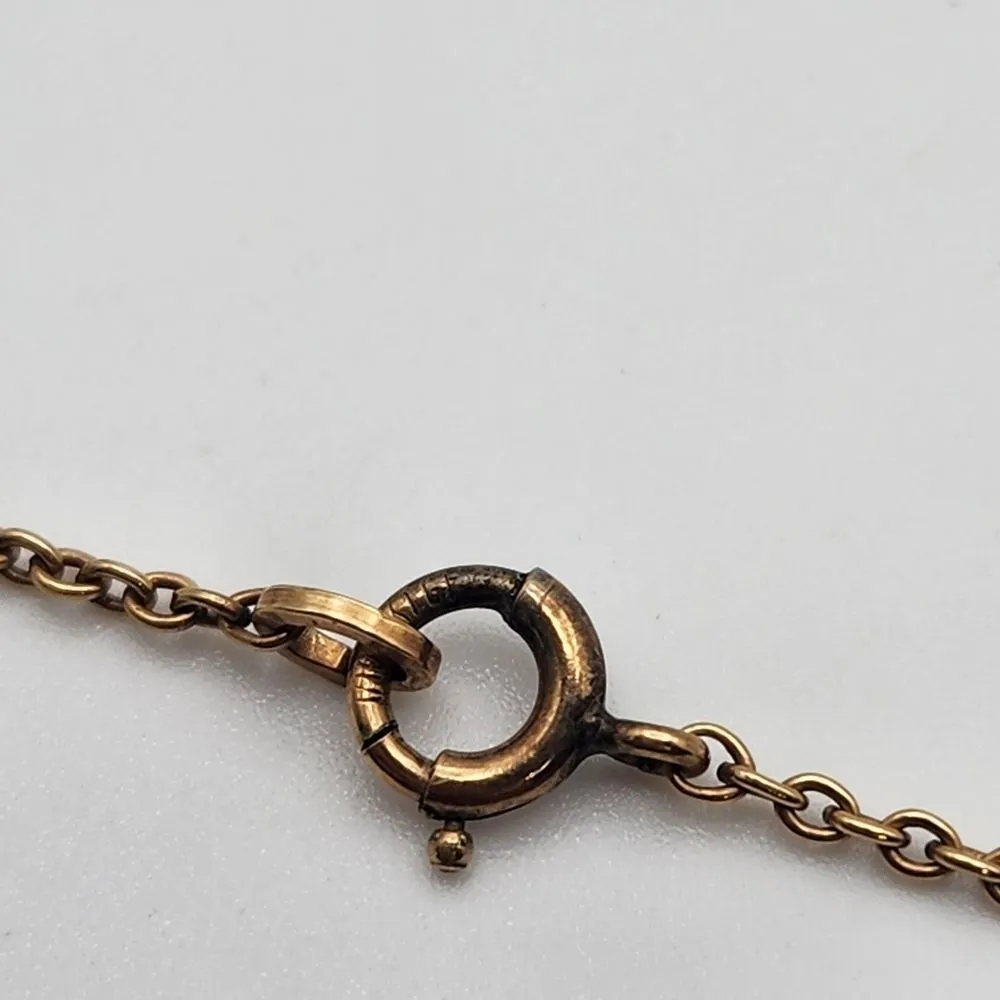 Vintage Binder Bros 1/20 14K Gold Filled Art Nouveau Flower Necklace Blue - Image 5