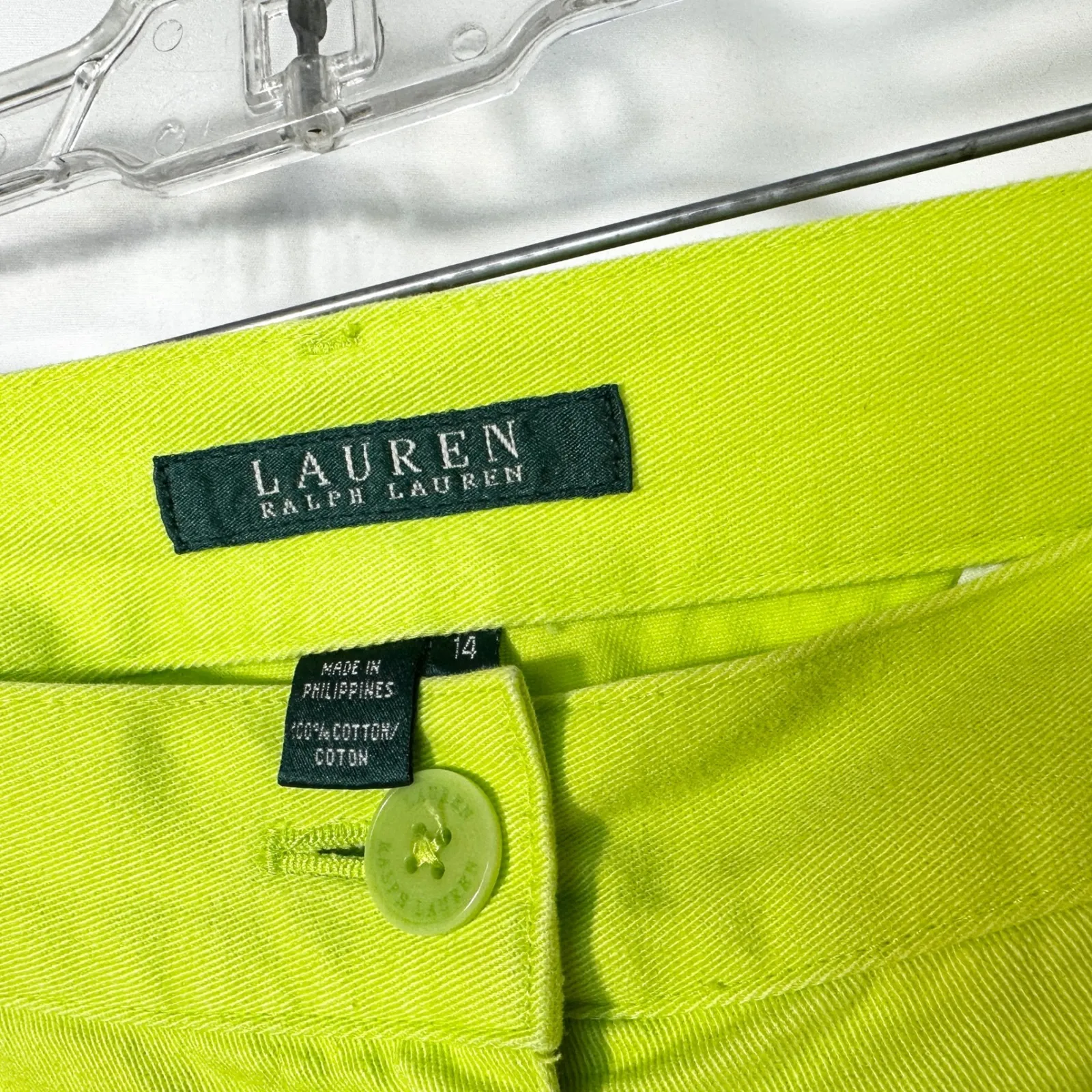 Lauren Ralph Lauren Sz 14 Shorts Bright Green High Rise Y2K‎ VTG Preppy Golf 194 - Image 9