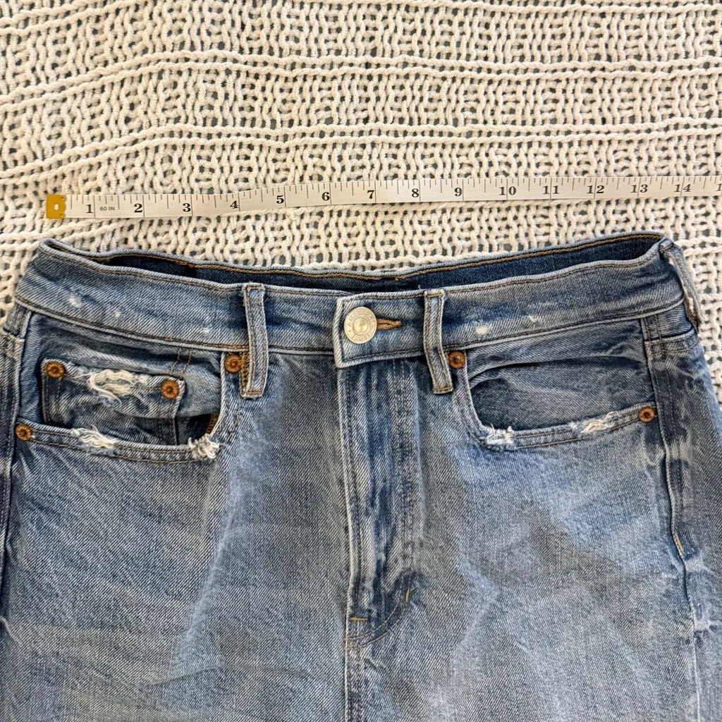 American Eagle Outfitters Light Wash Blue Distressed Baggy Jeans Size 4 30” - Image 5