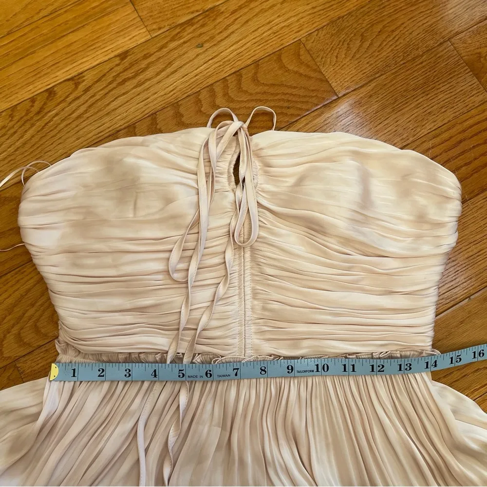 AQUA Strappy Ruched Mini Dress Cream Pink Peach Coctail party dress Sz M - Image 7