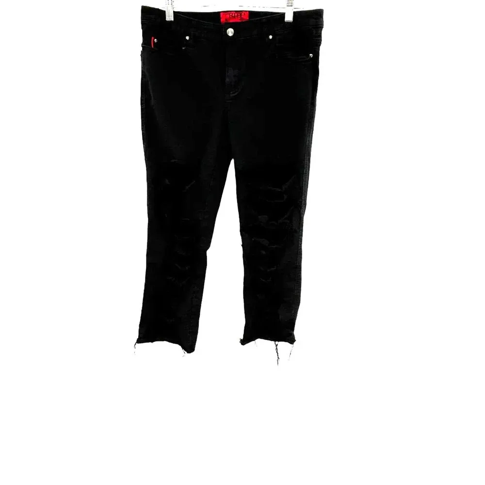 Tripp NYC Fishnet Jeans‎ Distressed Black Ripped Size 15 - Image 2