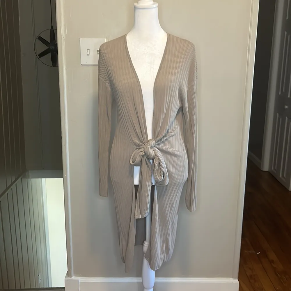 MM Lafleur Graham Sheer Ribbed Cardigan In Birch Size Medium - Image 8