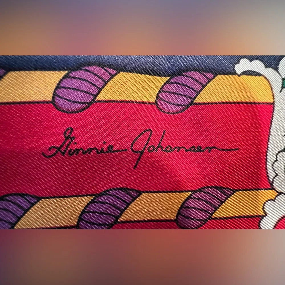 VINTAGE: Ginnie Johansen | ladies tassels & chains silk scarf. - Image 7