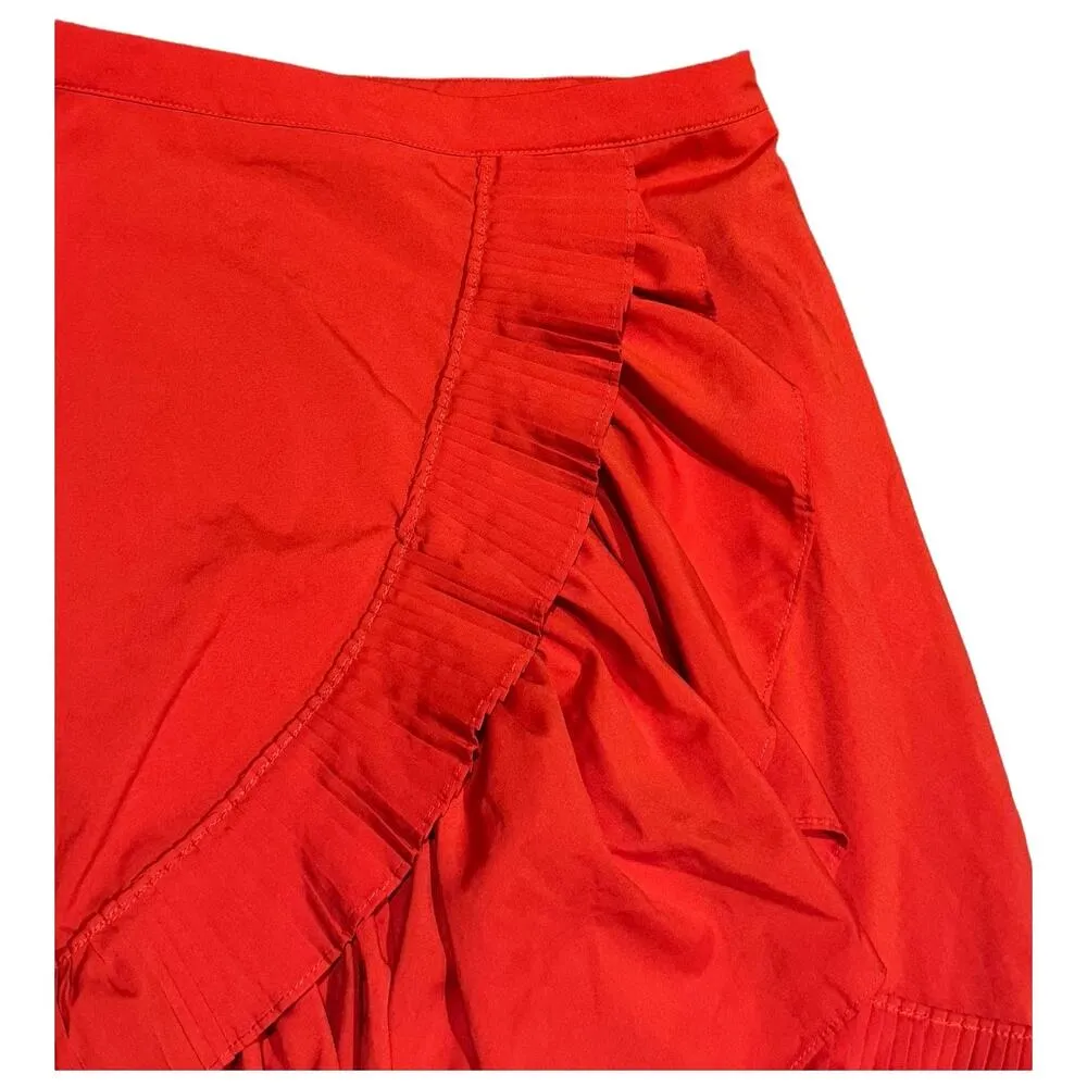 LULUMARI Red Overlap Maxi Frill High Low Skirt size medium - Image 5