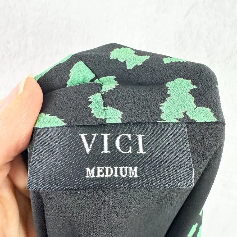 Vici Leopard Wrap Midi Skirt Size Medium Green Black - Image 5