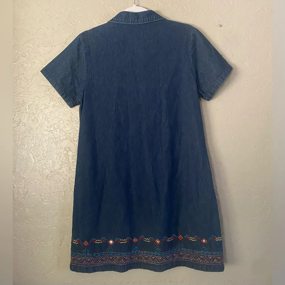 Bleu Bayoo Women's Dress Sz S Denim Comfy Patio Dress Embroidered Blue - Image 12