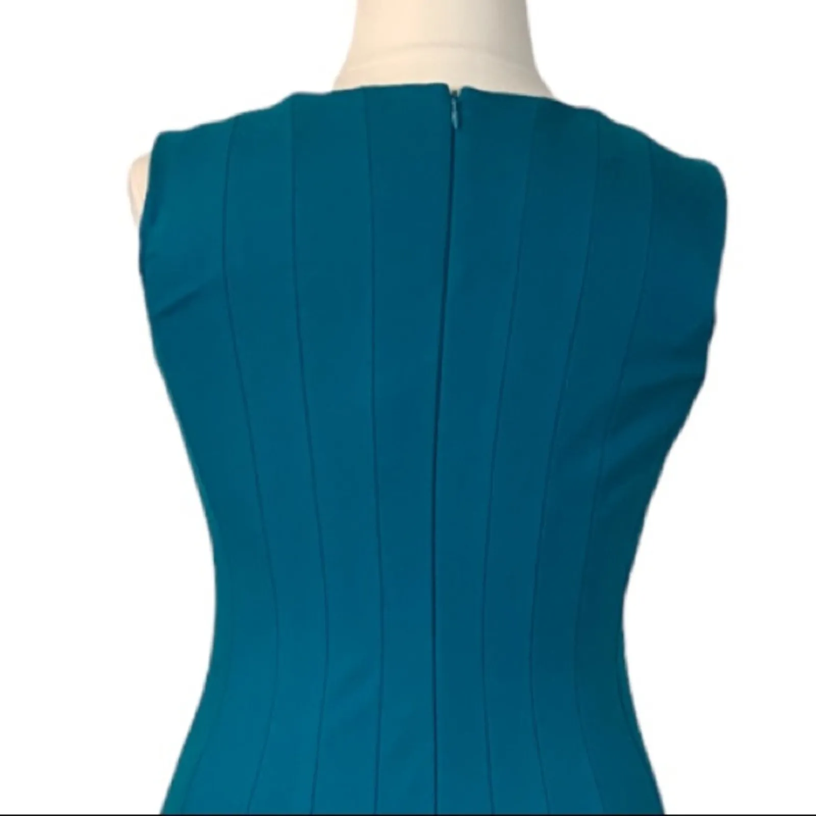 Lands’ End Teal Green/Blue Seamed Sleeveless Fit Flare Ponte Dress Size 14 - Image 8