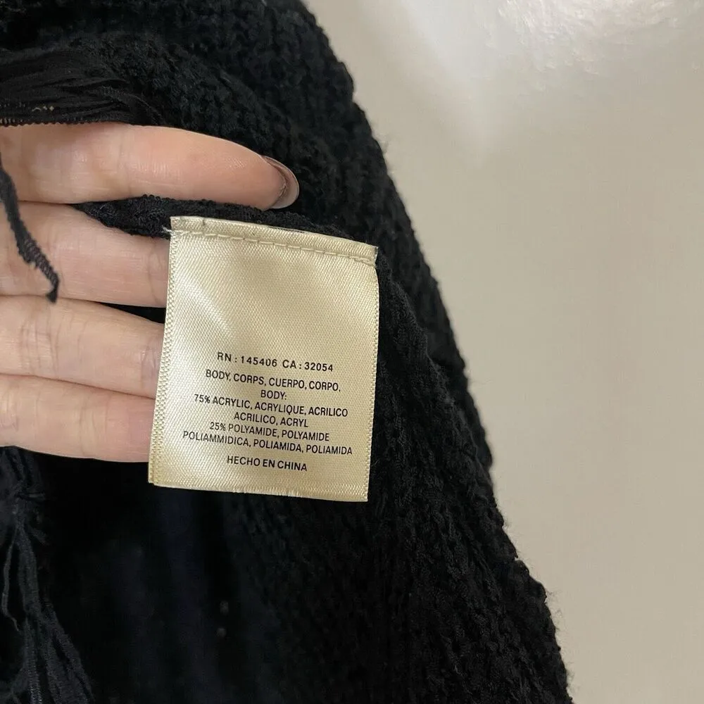 Anthropologie PEPIN black crochet fringe hem knit sweater tank size small - Image 5