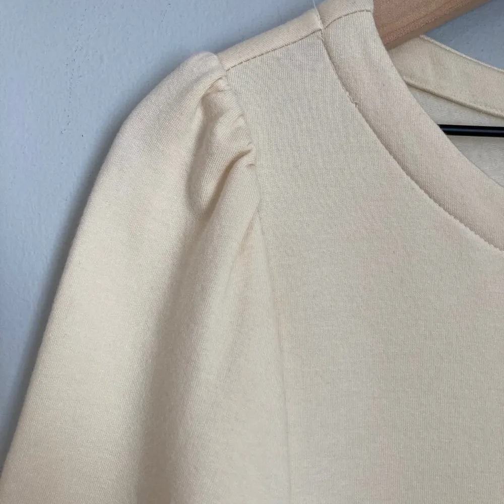 Alice Sweater Dress Large Ivory Cream Puff Sleeve Neutral Minimalist - Image 5