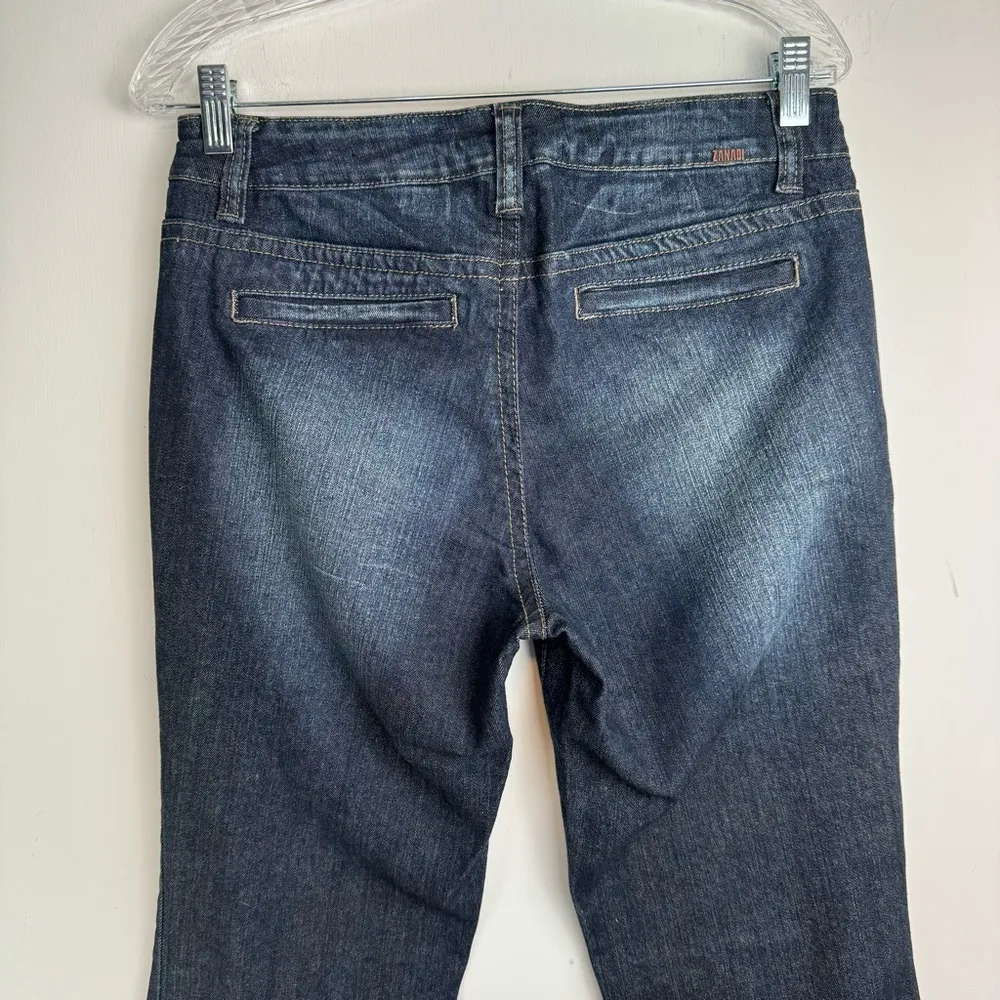 Y2K Zanadi Dark Wash Flare Boot Jeans Sz 11 Faded Patch Pockets - Image 9