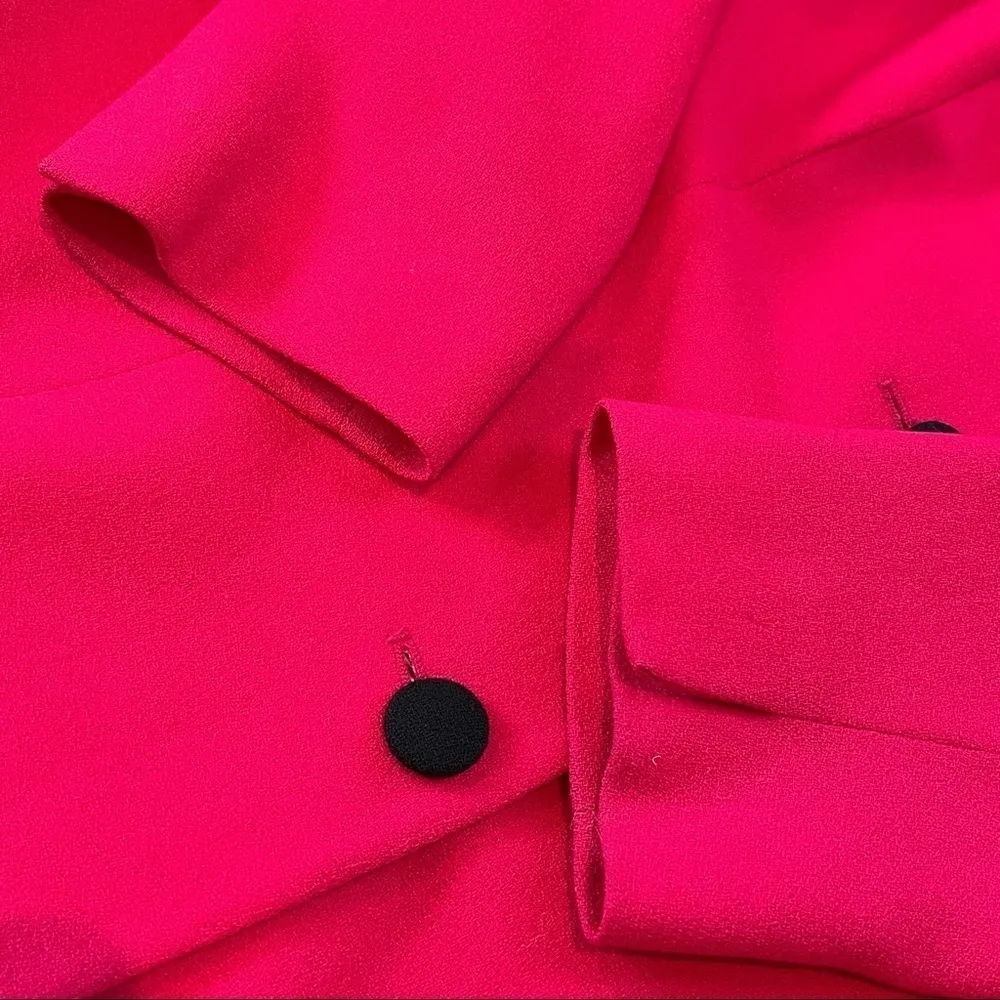 CHRISTIAN DIOR Vintage Button Down Blazer Fuschia & Black Trim Size 10P - Image 8