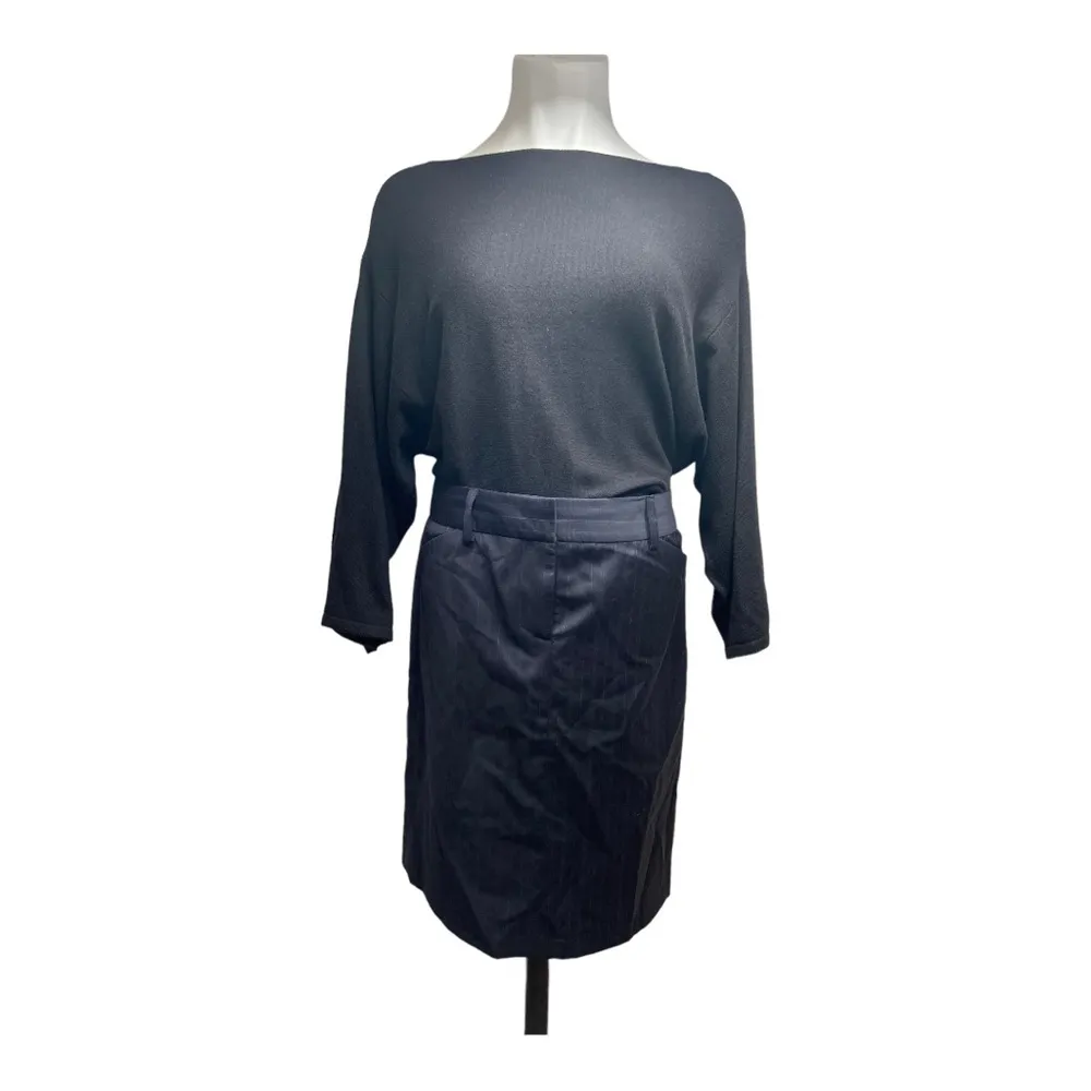 J Crew Women’s Navy Blue Wool Pinstripe Pencil Skirt Size 2 - Image 9