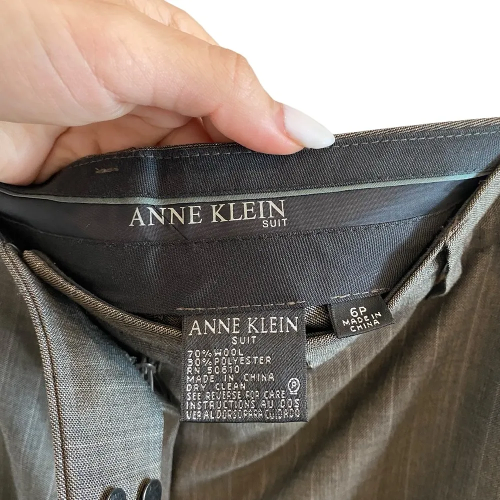 Anne Klein Wool Pinstripe Suit Blazer & Trouser Pants Set - Image 15