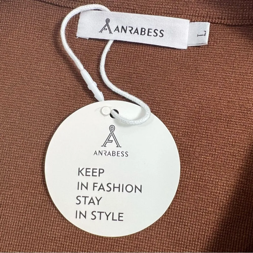 ANRABESS OPEN FRONT KNIT LONG SLEEVE LAPEL CASUAL SOLID SWEATER CARDIGAN JACKET Brown Size L - Image 7