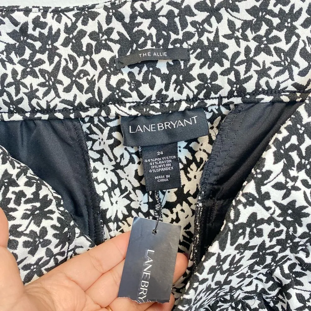 NWT LANE BRYANT THE ALLIE Plus Size Skinny Ankle Black White Pants Sz 24R - Image 7