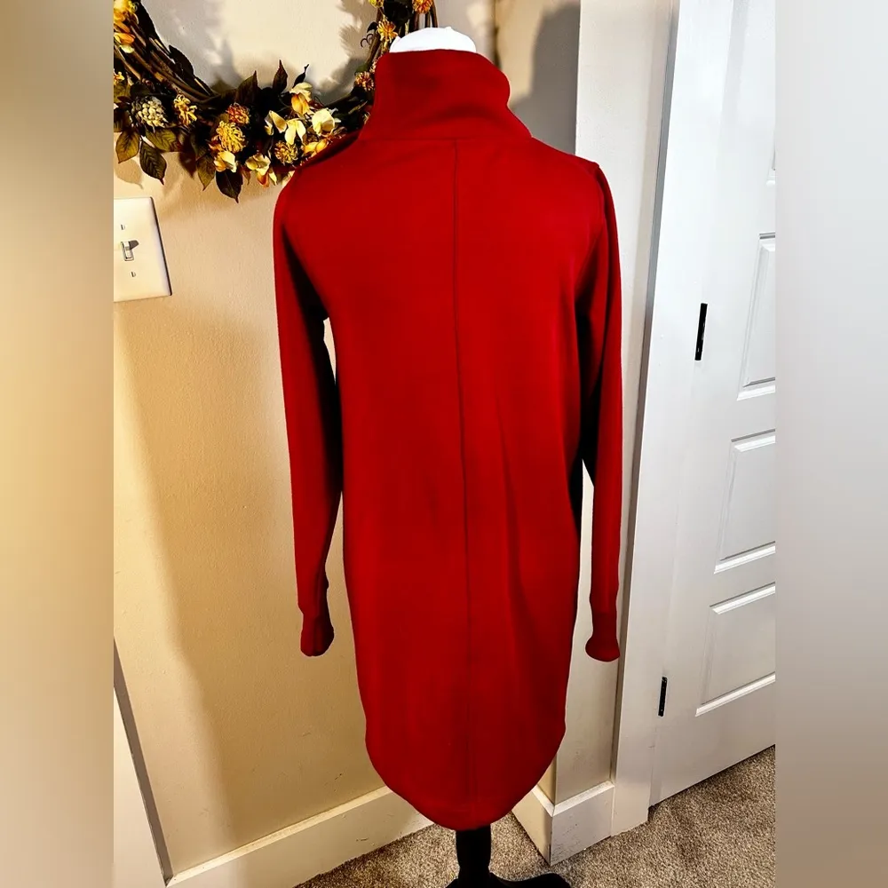ATHLETA Cozy Karma Mock Neck Long Sleeve Candy Red Knit Fleece Dress Size XS - Image 7