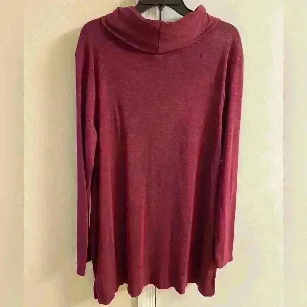 J Jill pima‎ cowl neck tunic top 100% pima cotton long line Large Red - Image 6