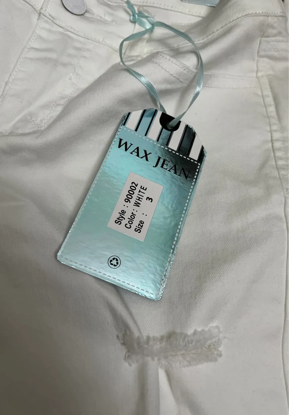 Low Rise White Wash Distressed Jeans - Image 9