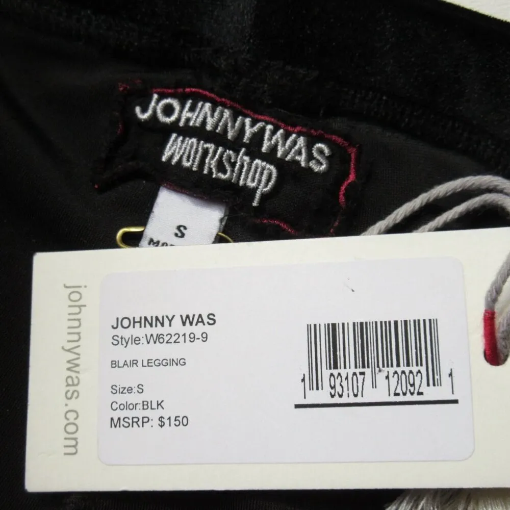 NWT Johnny Was Blair Legging in Black Stretch Velvet Embroidered Skinny Pants S - Image 3