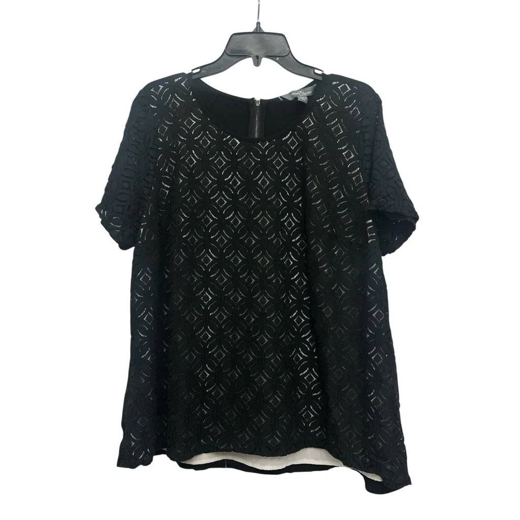 Market And Spruce Hans Crochet Front Mixed Material Blouse Size 2X Lace Overlay - Image 2