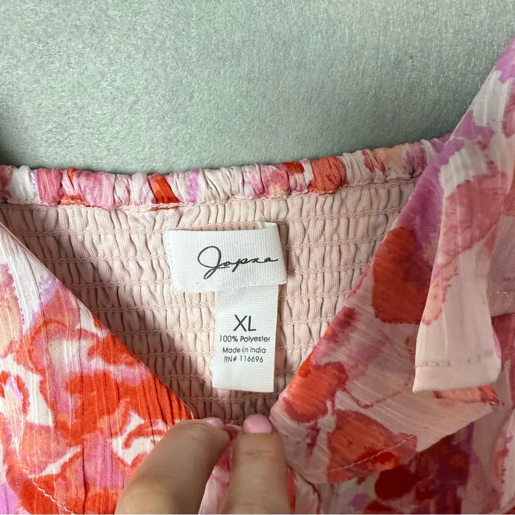 Japna Women’s Midi Cocktail Dress Ruffle Spaghetti Strap Smocked Back size XL - Image 8