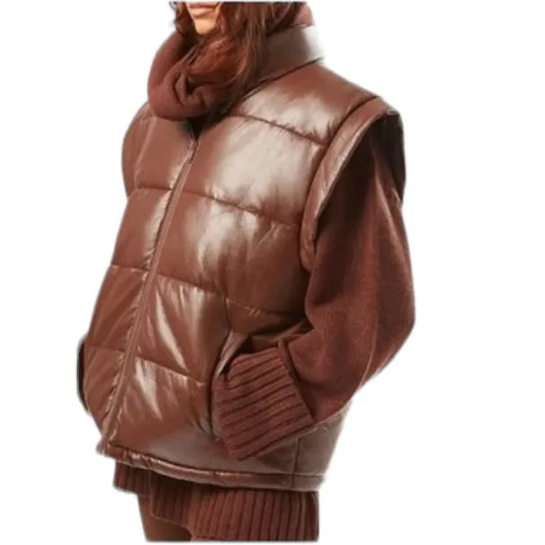 NWT We Wore What Snap-Off Sleeve Faux Leather Puffer Jacket - Image 6