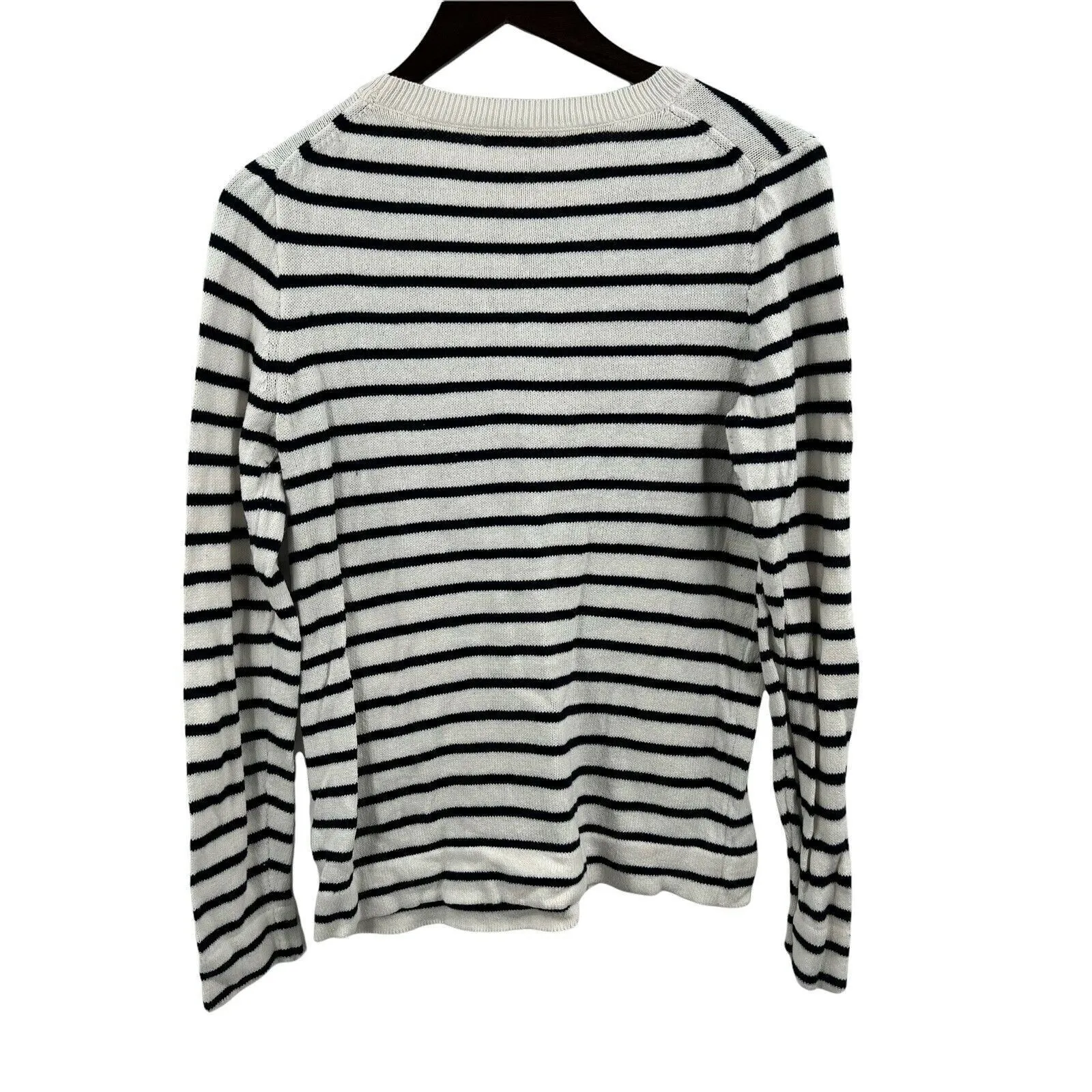 J.CREW Striped Geometric Crewneck Long Sleeve Cotton Sweater Black White Size M - Image 3