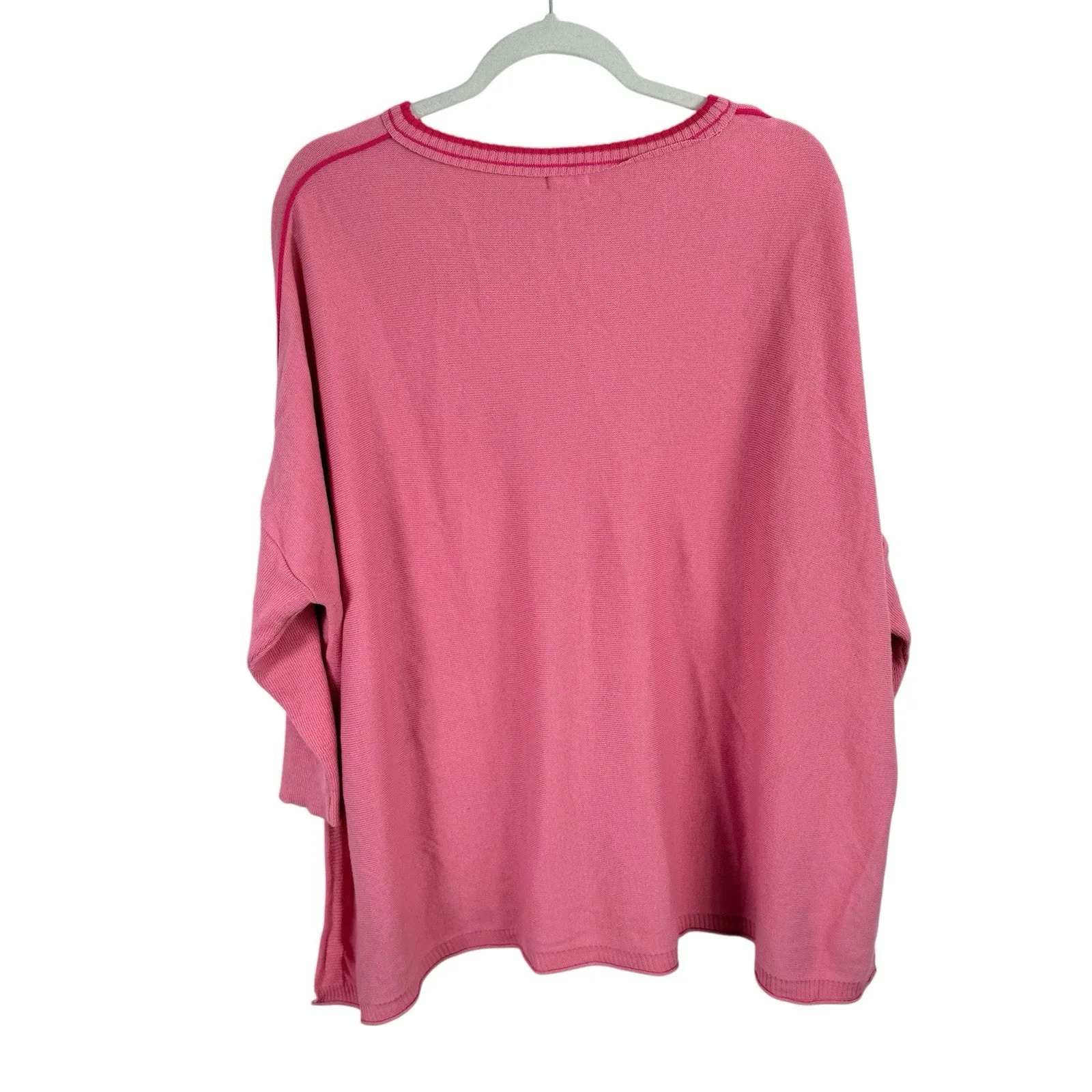Mersea Catalina Sweater Hot Pink Oversized Preppy Crew Dolman Sleeve Womens OS Size undefined - Image 5