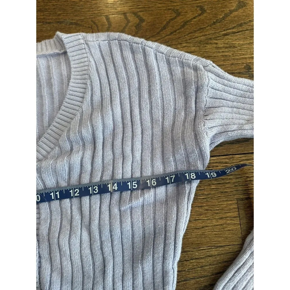 HOLLISTER Button Down Long Sleeve Cardigan Cropped Sweater Violet X Small T0464 - Image 7