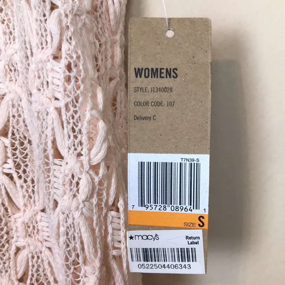 NWT DKNY Jeans Women’s Open Knit Cream Beach Cover-Up Tunic Tank Top - Image 7