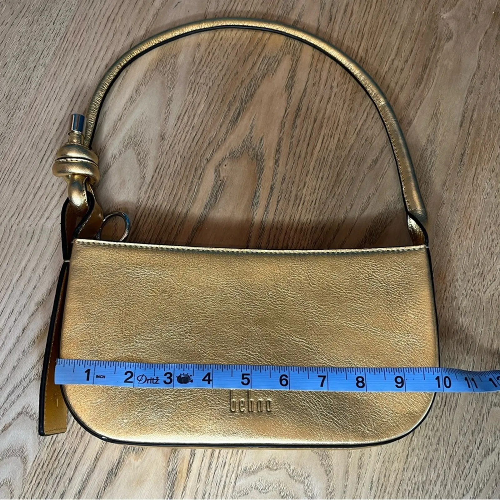 Behno New York Ina Mini Pouchette Metallic Gold Leather Shoulder Bag - Image 7