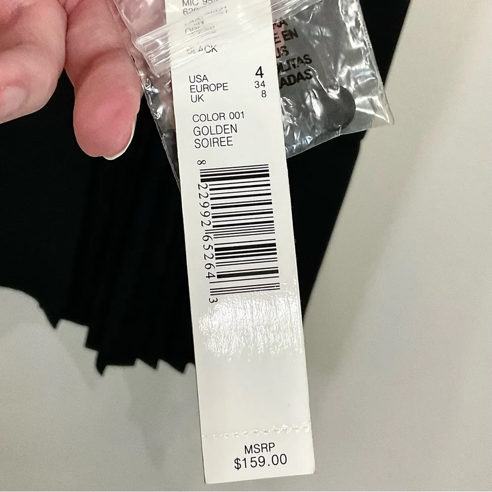 Antonio Melani Black Sheath Dress Long Sleeve Mixed Media Lace Accent Sz 4 New - Image 2