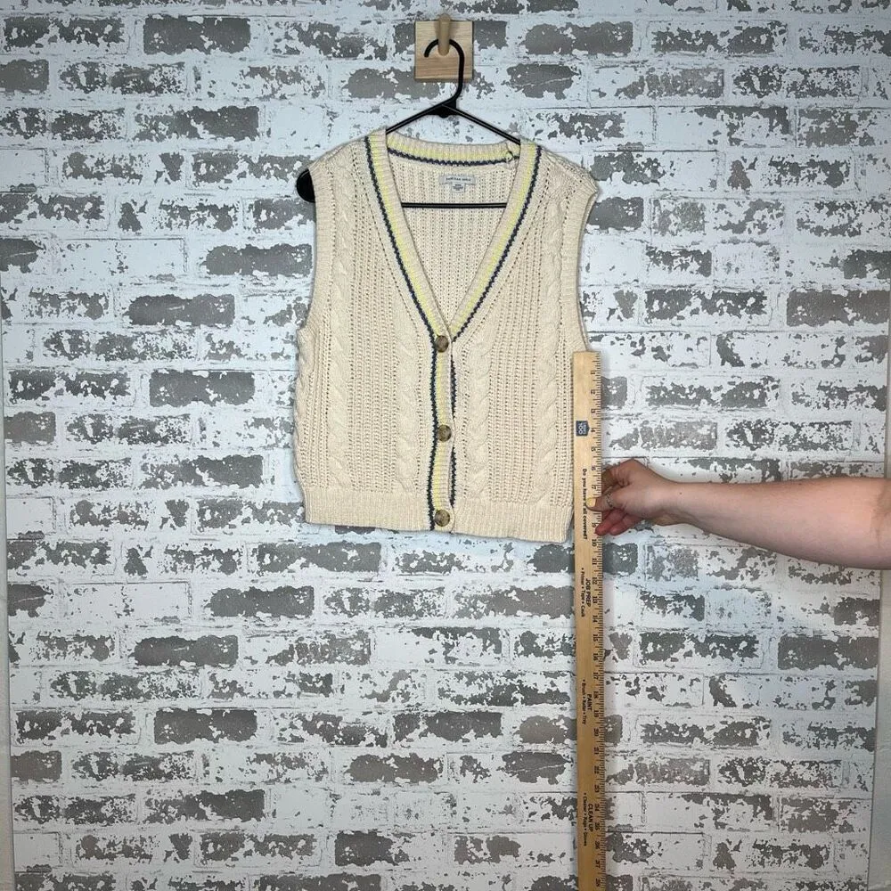 American Eagle | women knitted cream button down sweater vest - Image 7