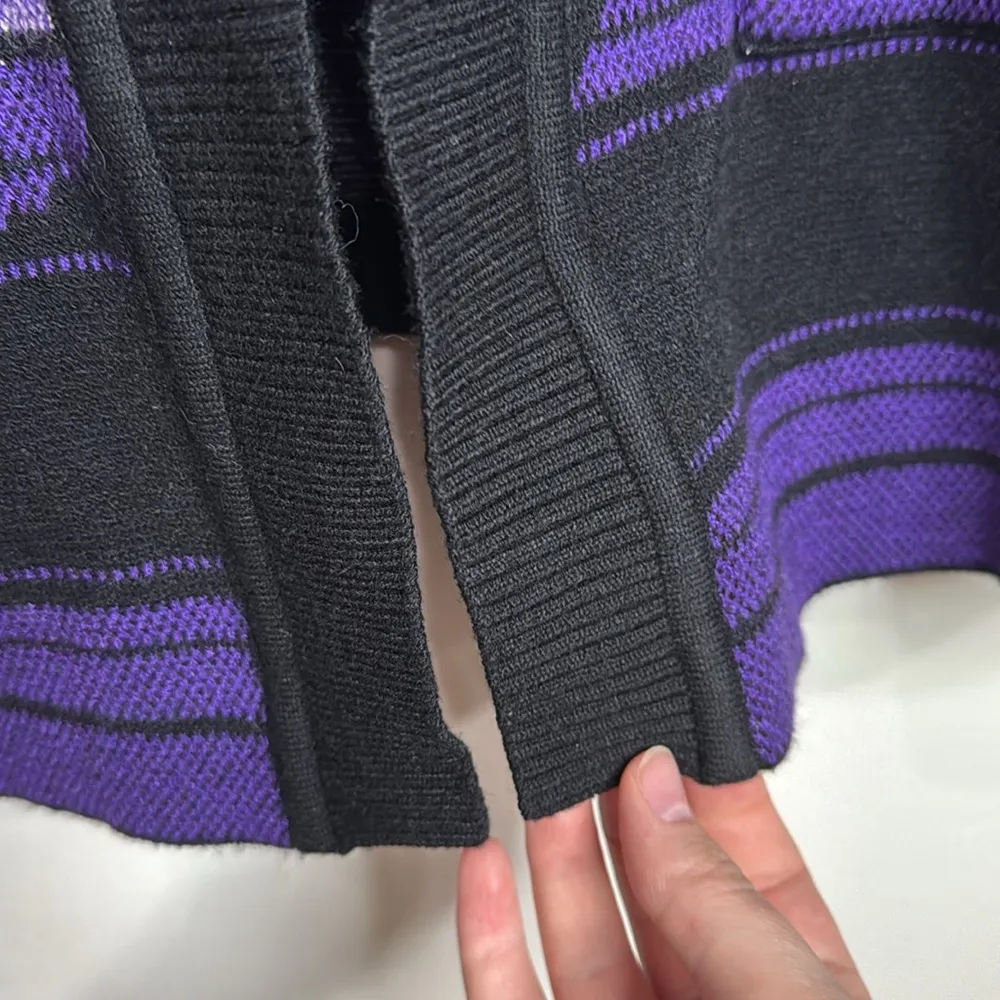 Ming Wang Purple Black longline zebra print Long sleeve Knit Cardigan Size XL - Image 5