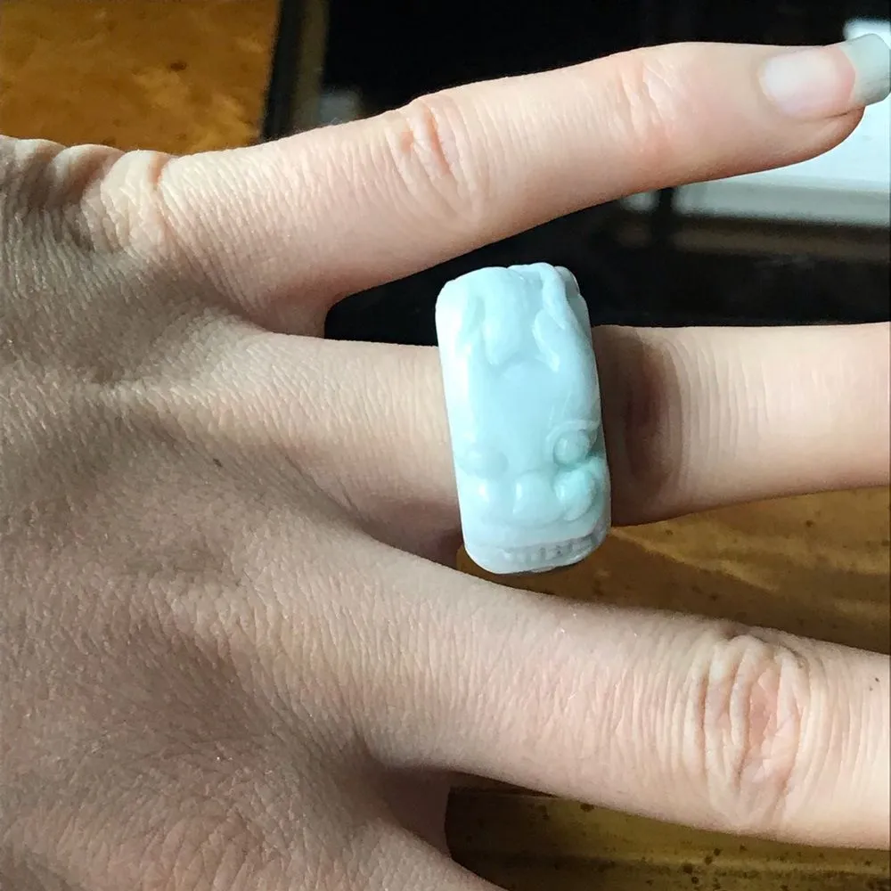 Natural Jade Dragon Ring Size 7 - Image 4