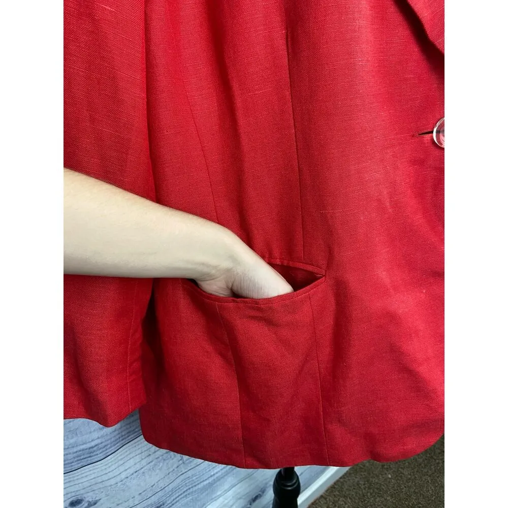 Harve Benard Holtzman One Button Linen Jacket Womens 20W Lapel Pockets Lined - Image 3