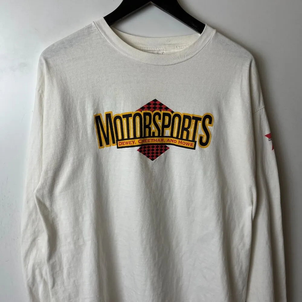 Motorsports Dewey Cheetham Howe Racing T Shirt Vintage 90s Y2K Large L White - Image 13