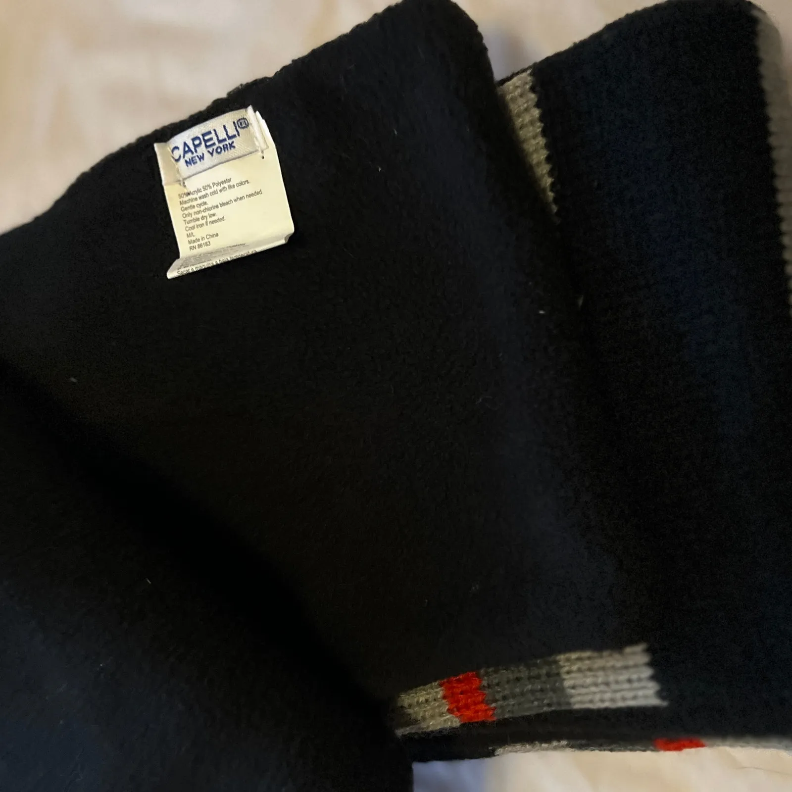 Capelli New York | Black + Gray + Red Stripe Knit Scarf | Grunge Accessory - Image 10