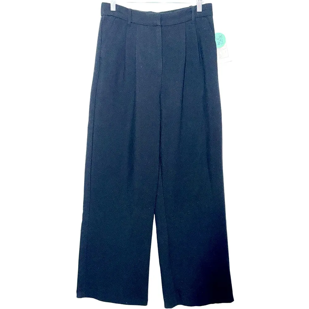 Abercrombie & Fitch Black Pleated High Waisted Wide Leg Dress Trousers Size 29 8 - Image 2