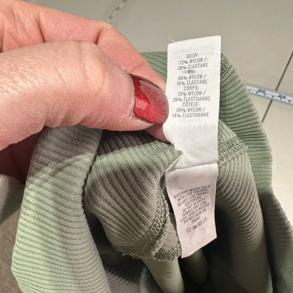 Aerie Offline Goals 7/8 Hi-Rise‎ Green Leggings Ribbed Textured Size Medium - Image 6