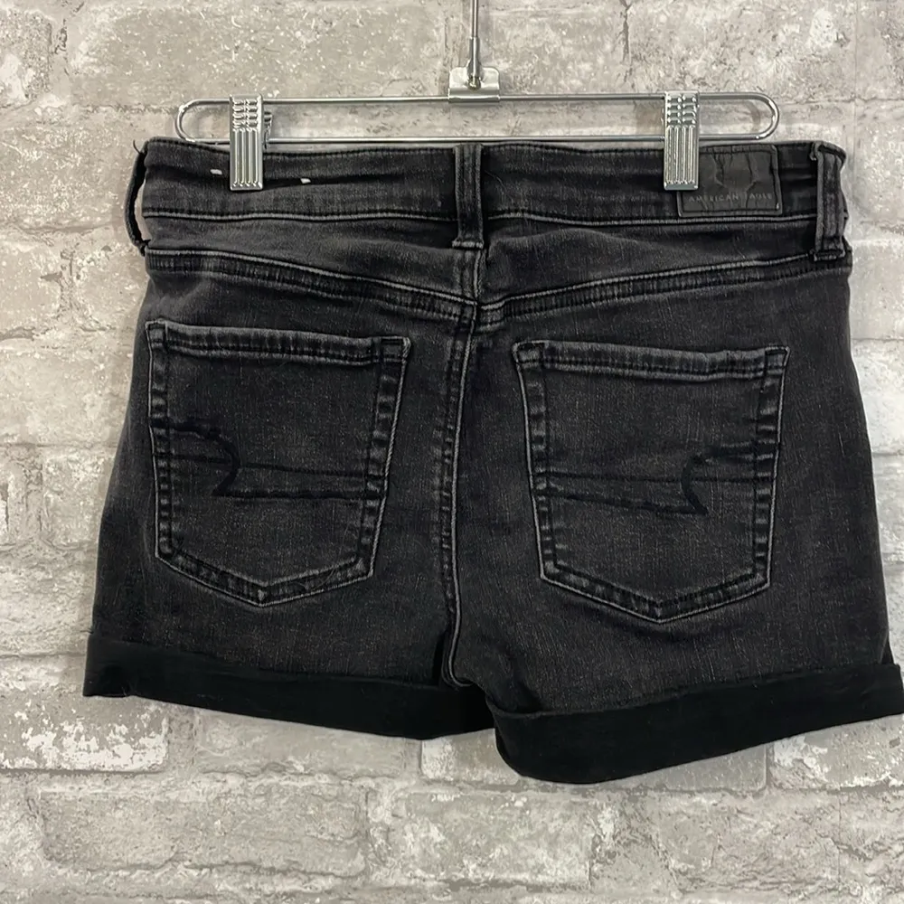 American Eagle Outfitters Black Jean Midi Shorts - Image 2