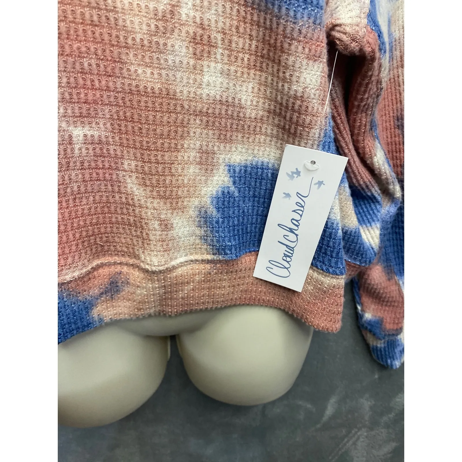 Cloud Chaser Tie Dye Waffle Knit Cropped Twist Back Top - Image 3