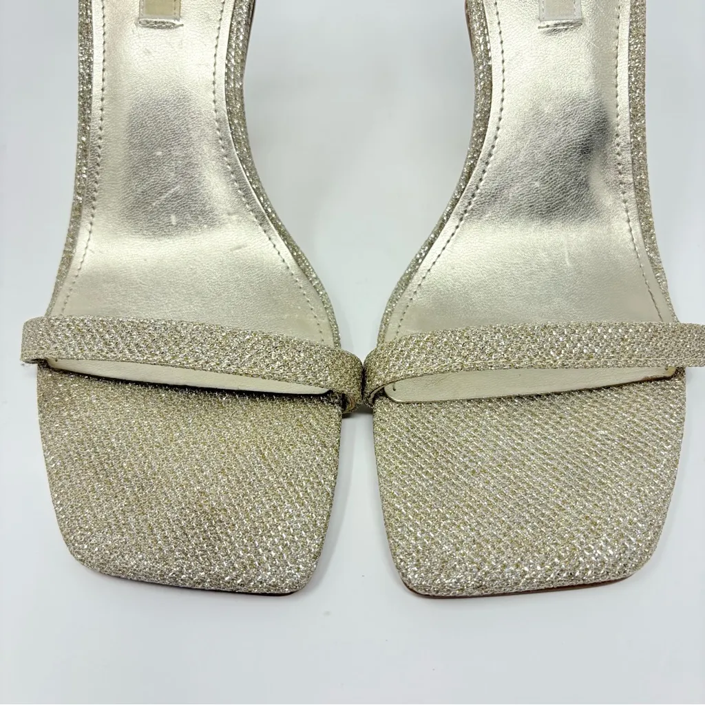 Nine West Shiny Ankle Strap Sandals Heels Silver Glitter Women’s Size 7.5 M - Image 4