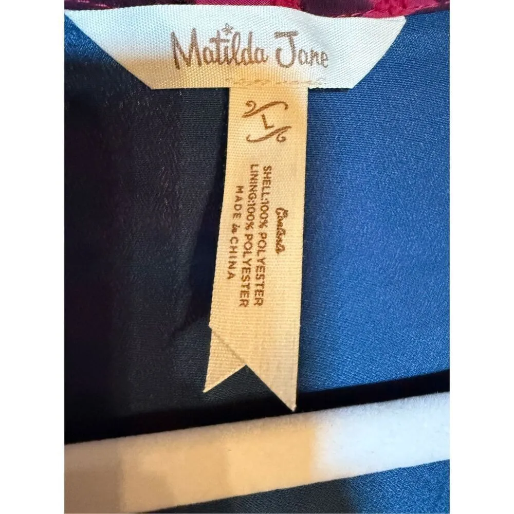 Matilda Jane a Little Party Floral Swiss Dot Velvet Dress Size L Red Green - Image 6